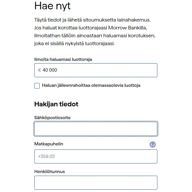 morrow bank kokemuksia lainahakemus